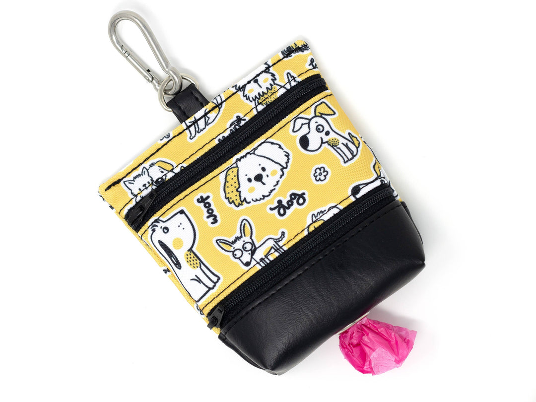 Dog Treat Pouch with Poop Bag Dispenser - Yellow Doggies