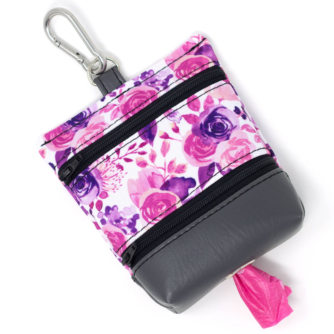 DISCDog Treat Pouch with Poop Bag Dispenser - Pink Purple Floral