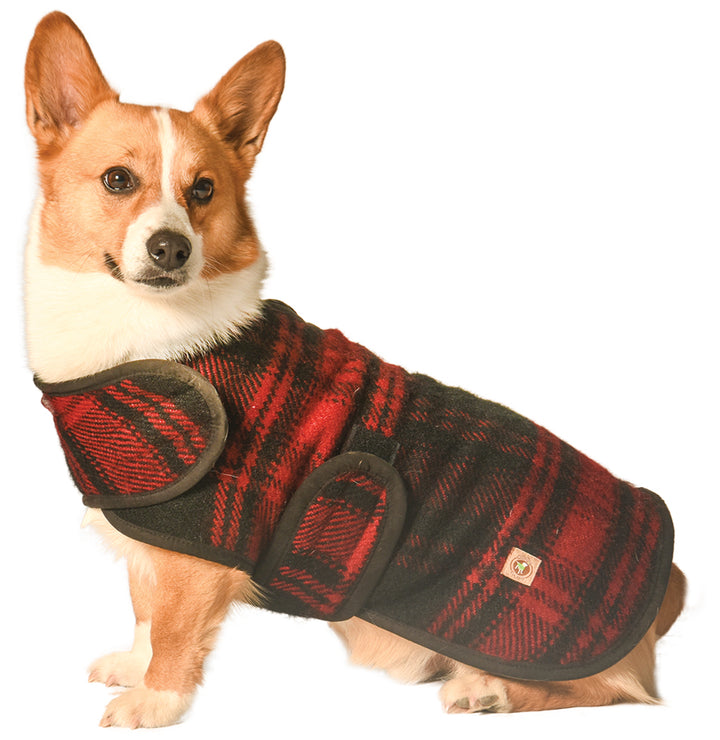 Red & Black Plaid Dog Blanket Coat