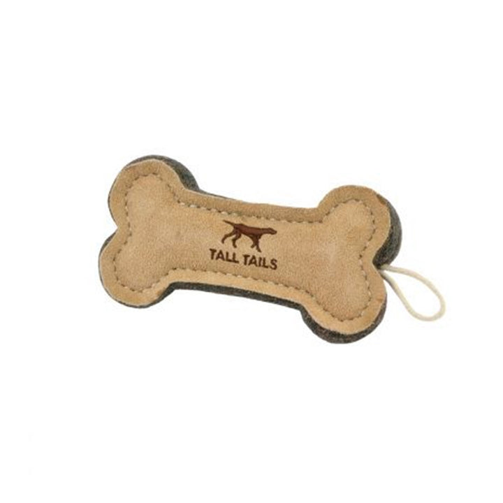 Natural Leather & Wool Bone Dog Toy