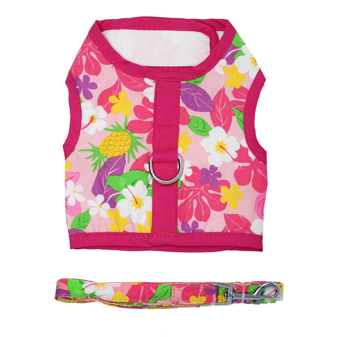 Pink Hawaiian Vest Harness & Leash