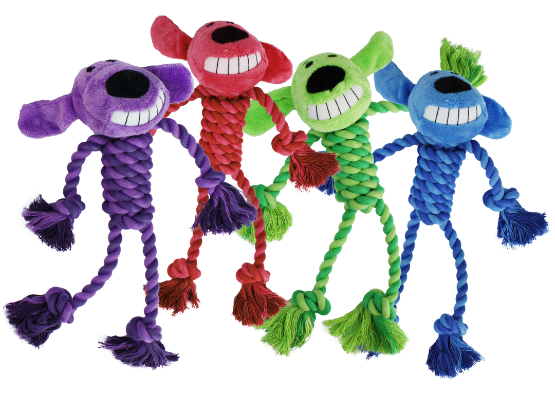 Loofa Rope Body Dog Toy 11"-ASST