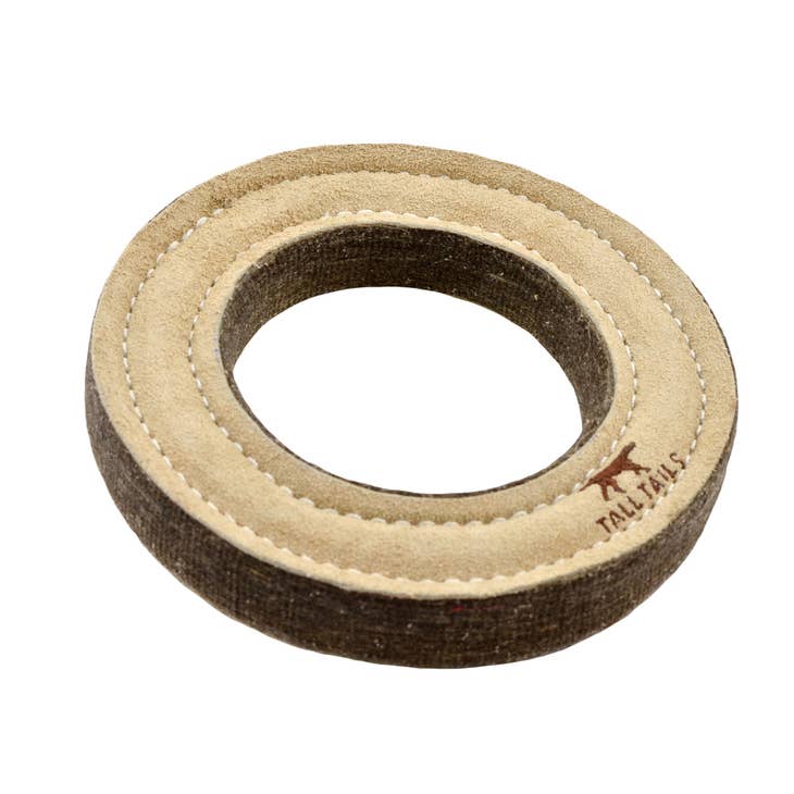 Natural Leather & Wool Ring Toy-7"