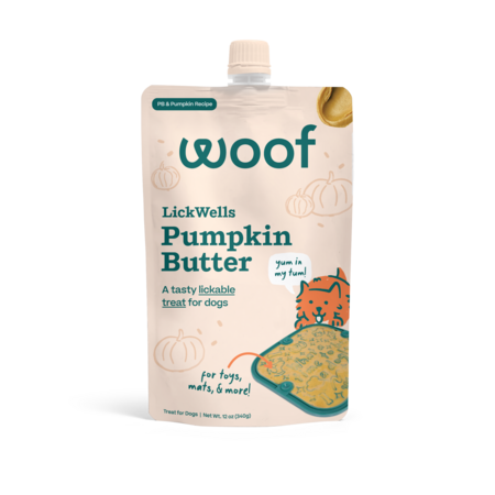 Woof Dog Treat Lickwells PB Pumpkin Butter 12 oz