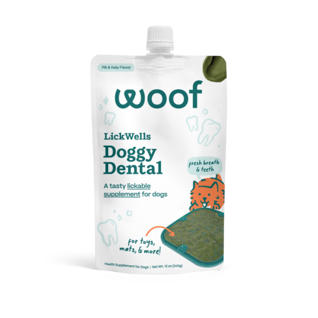 Woof Dog Treat Lickwells Doggy Dental PB Kelp 12 oz