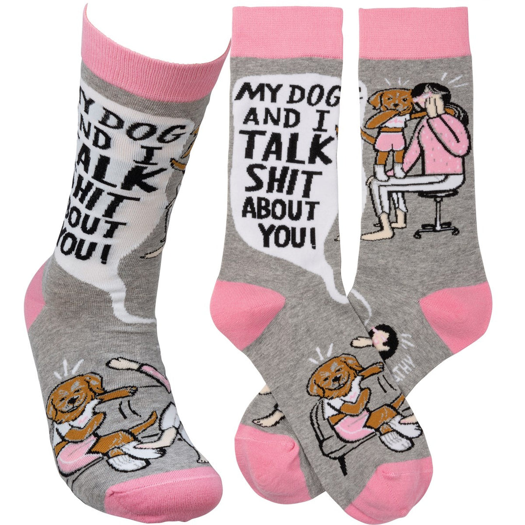 My Dog and I (Gray/Pink)Socks