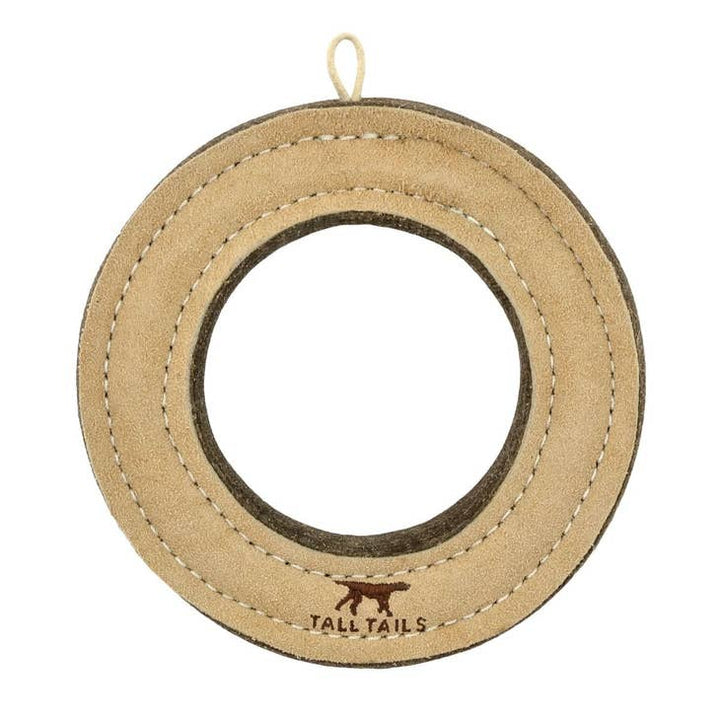 Natural Leather & Wool Ring Toy-7"