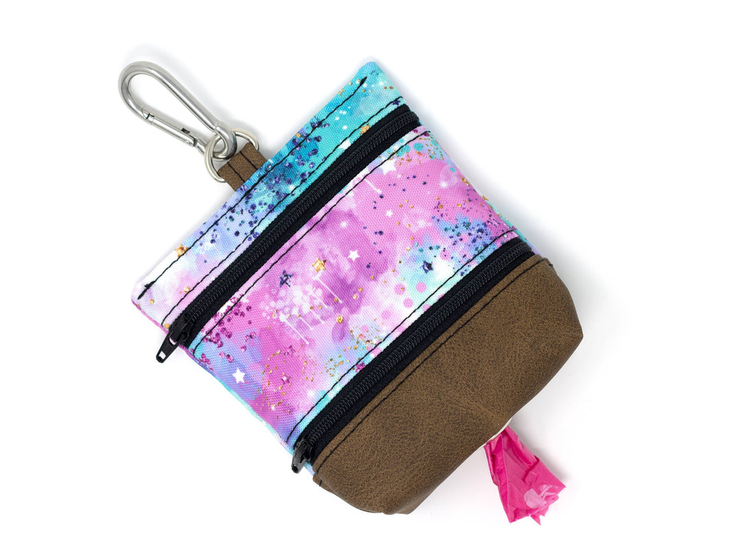 Dog Treat Pouch with Poop Bag Dispenser - Pink & Blue Skies