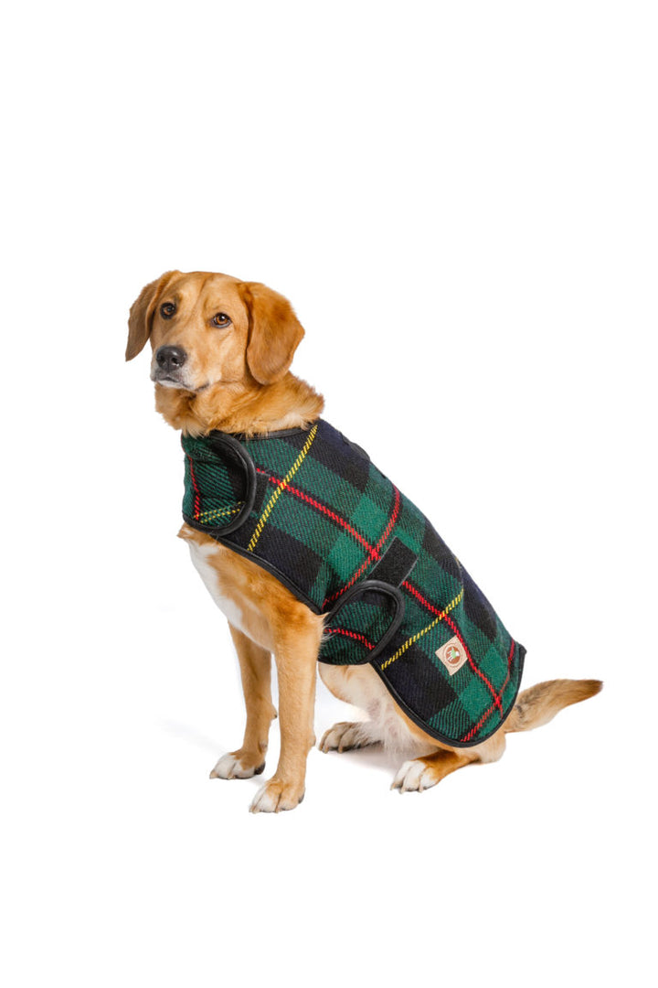 Navy Tartan Dog Blanket Coat