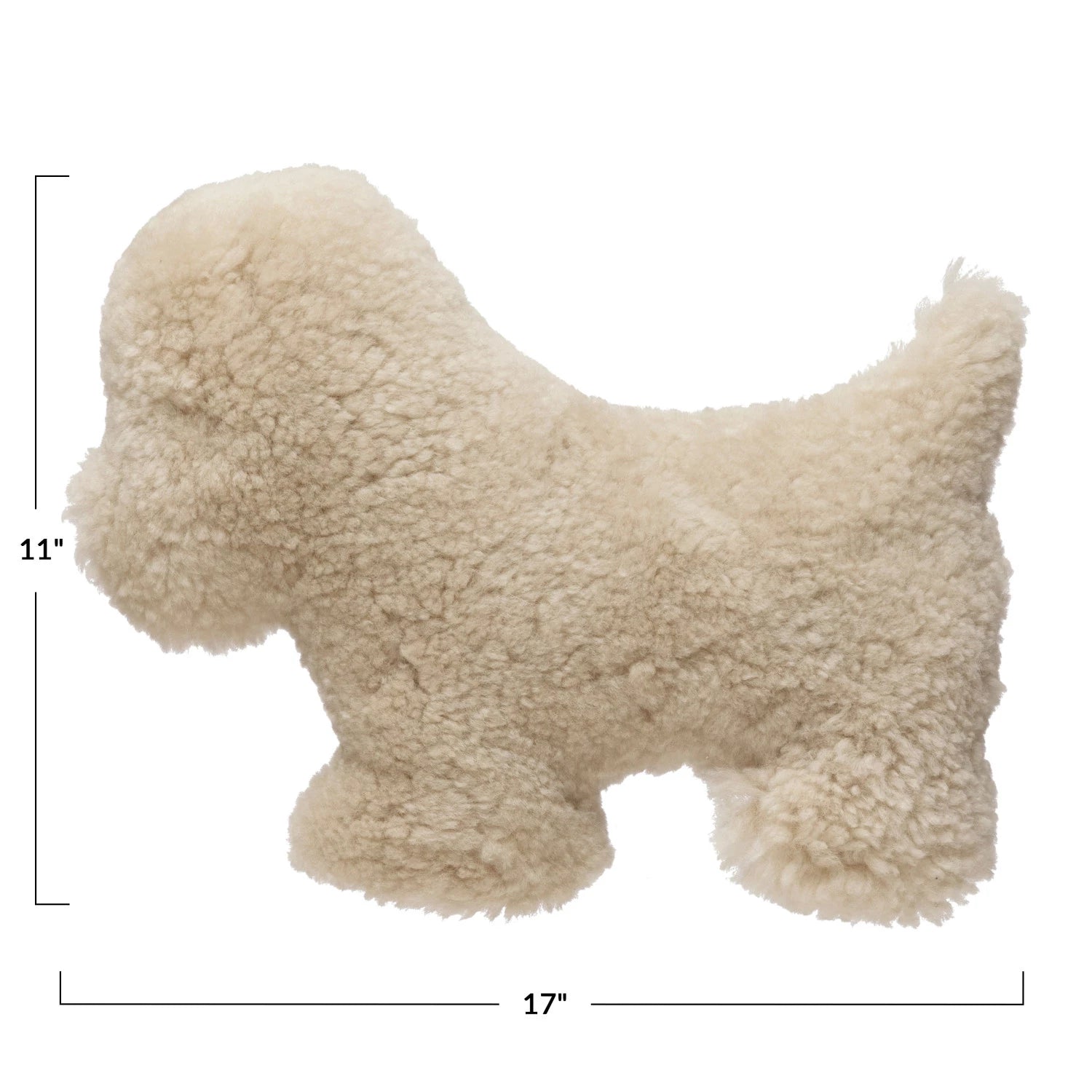 New Zealand Lamb Fur Dog-Shaped Pillow - Thumbnail 3