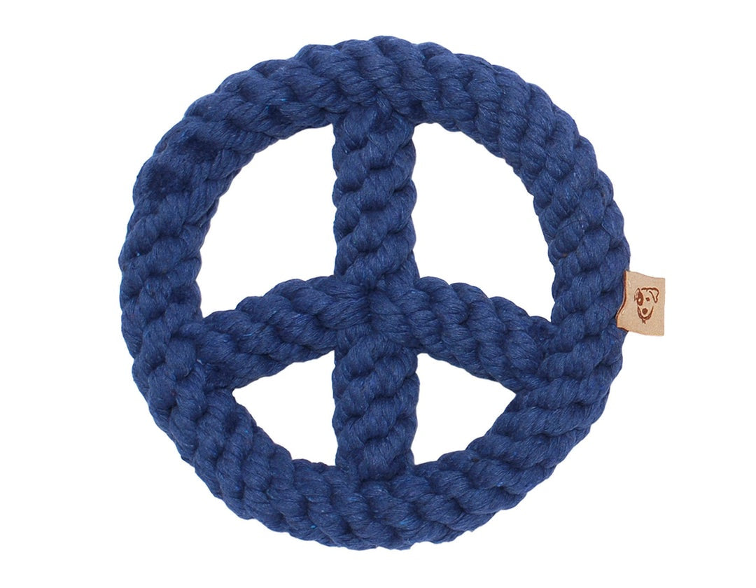 Blue Peace Sign 7" Rope Toy