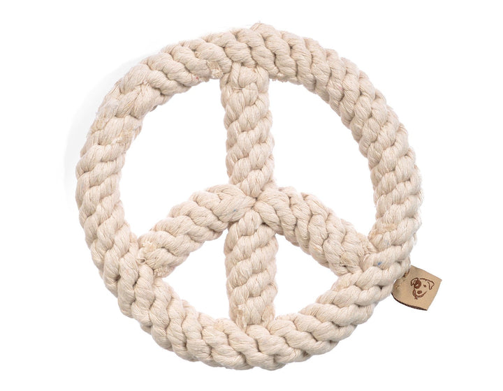 White Peace Sign 7" Rope Toy